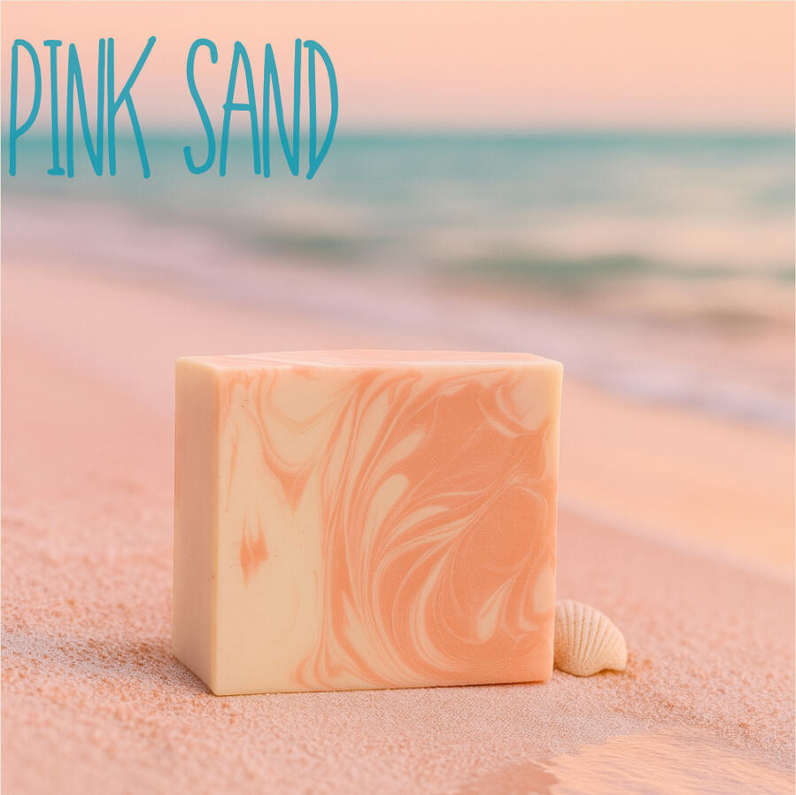 Pale blush bar with light shimmer, inspired by soft coastal beaches