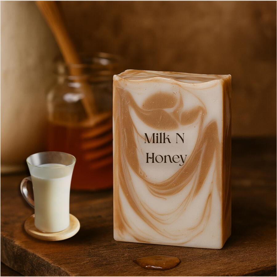 Classic creamy soap with a light honeycomb marbled texture