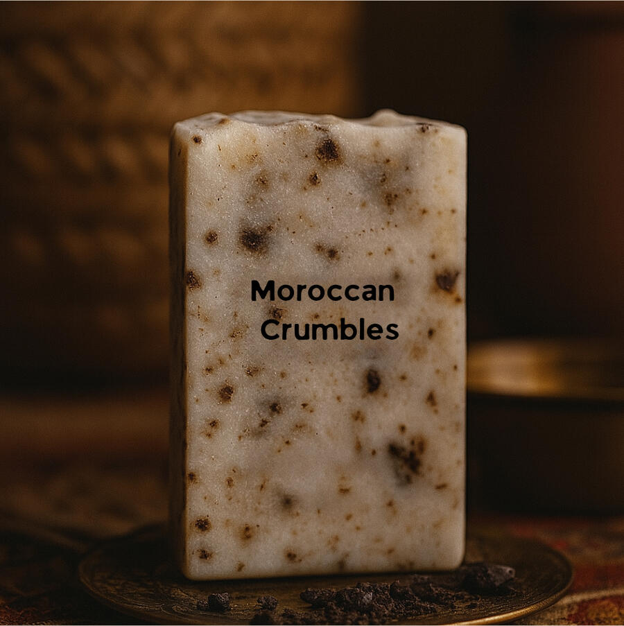 Textured spice-colored soap with warm earthy scent layers with African Black Soap