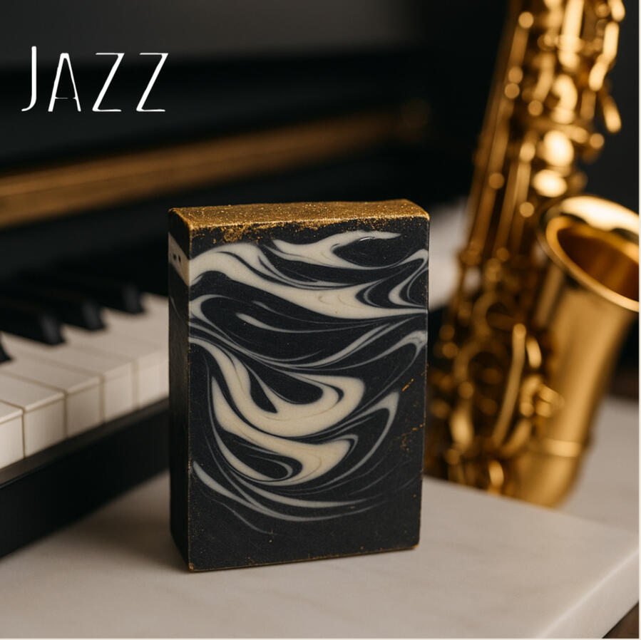 Jazz Soap Bold, colorful soap with lively swirls evoking rhythm and motion.