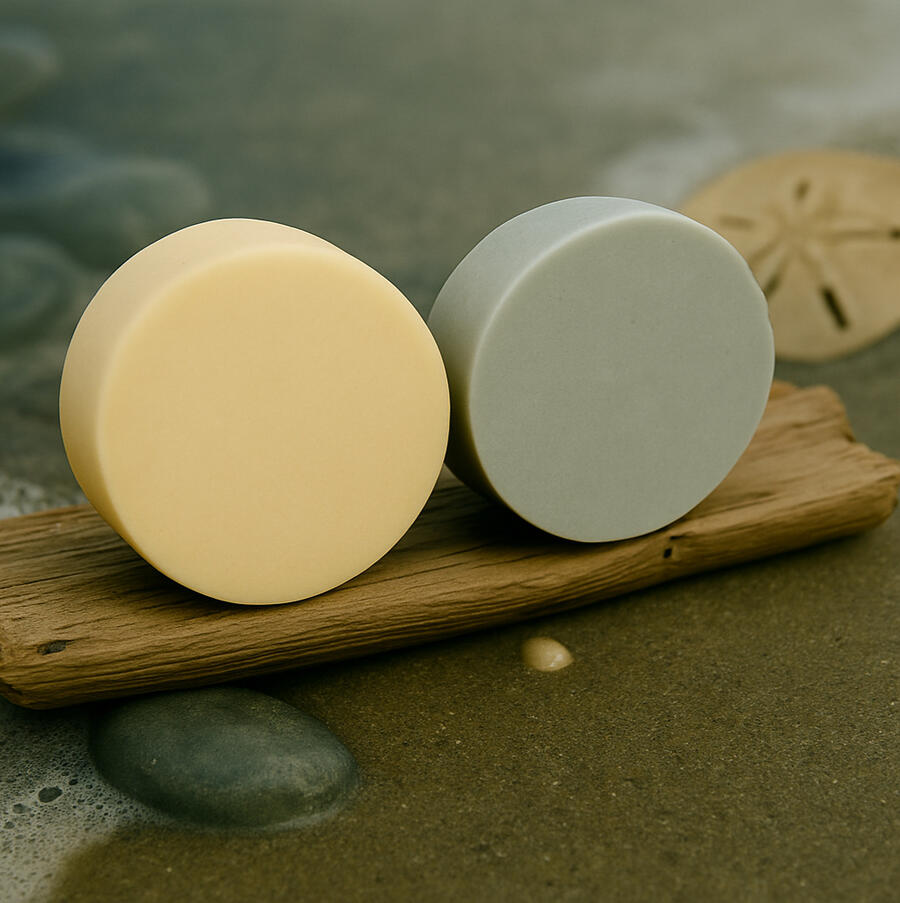 Lemon Lime Sand Dollar Duo Bright zesty soap with ocean breeze texture and citrus scent.